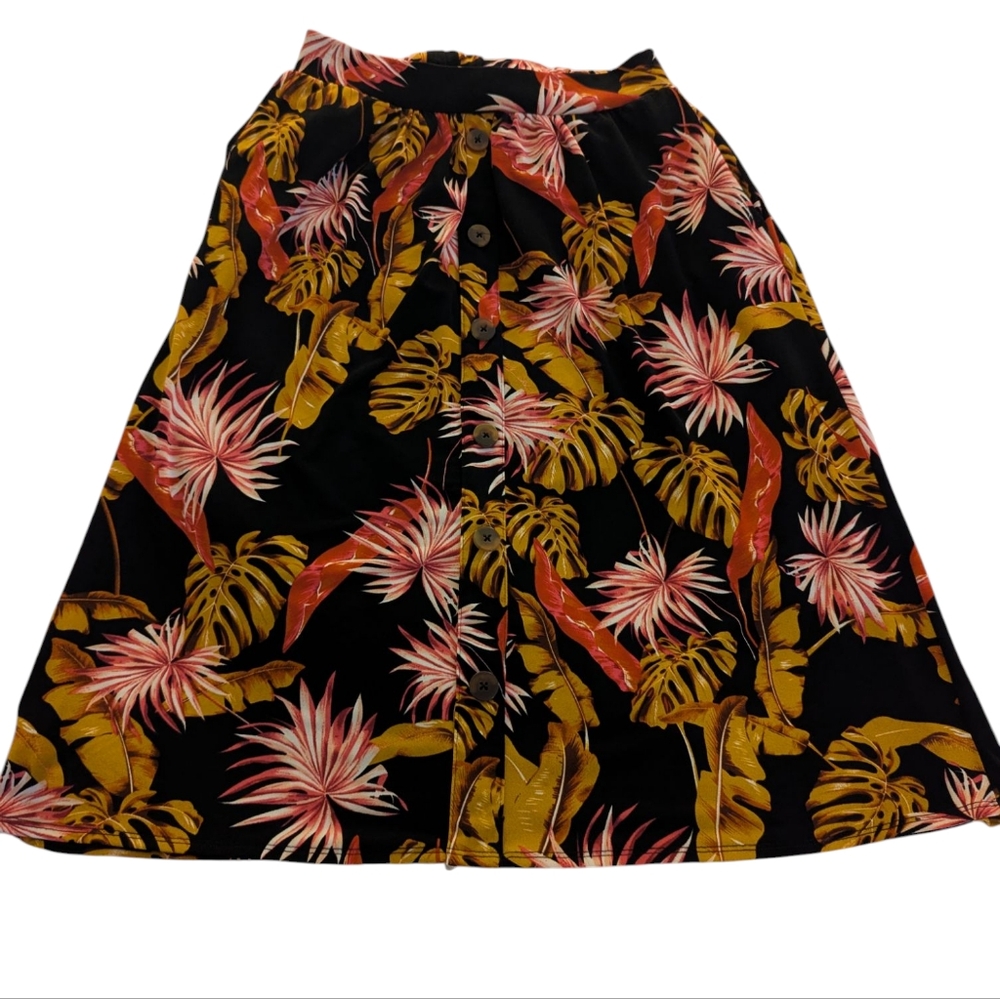 Dex Tropical Faux Button Skirt Size Sm With Pockets